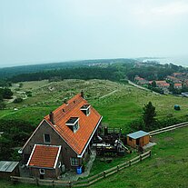 Blick vom Leuchtturm bei diesigem Wetter